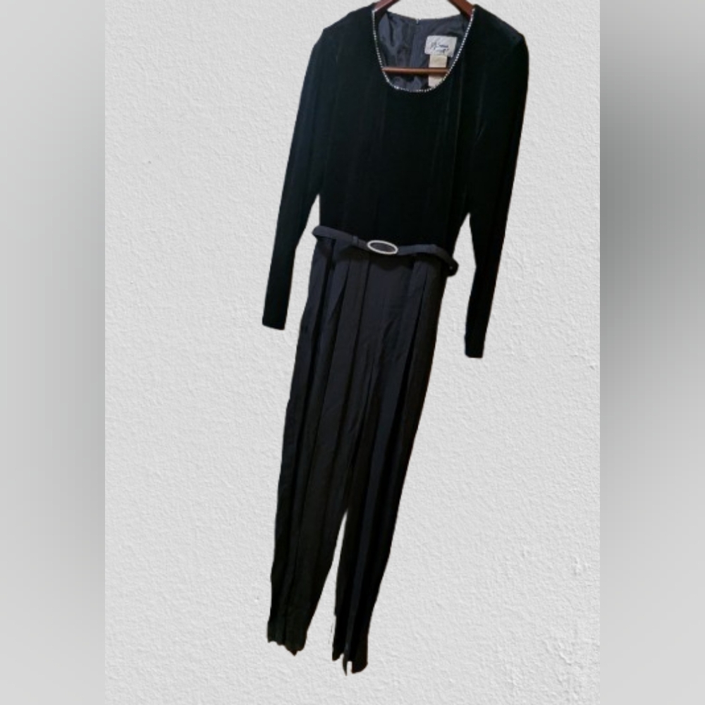 Vintage DJ Summers Elegant Black Jumpsuit with Details Women's Size 14